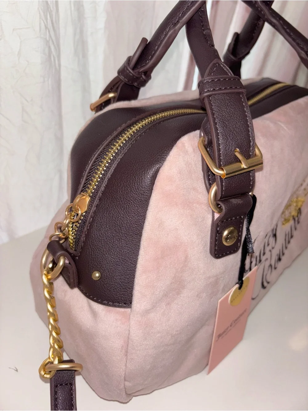 New Juicy Couture Pink Velour Satchel Y2K bag